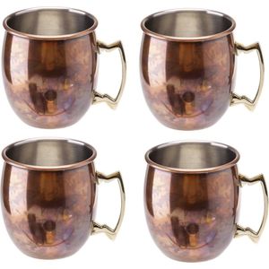 4x Cocktailbeker/cocktailglas Moscow Mule 450 ml antiek koper - Cocktailglazen