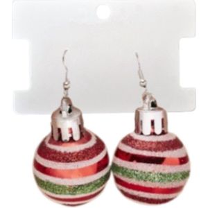 Plux Fashion Kerstbal Oorbellen - Rood/Groen - Gestreept - 3cm/6cm - Dames - Heren - Rode/Groene Oorbellen - Christmas Earrings - Kerst Oorbellen - Hanger Oorbellen - Christmas Bauble Earrings - Sieraden Cadeau - Luxe Style - Kerst - Black Friday