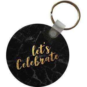 Sleutelhanger - Quote - Feest - Goud - Marmer - Plastic - Rond - Uitdeelcadeautjes