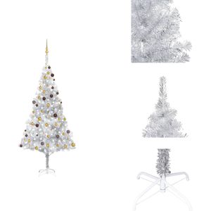 vidaXL Kunstkerstboom Silver Deluxe - 240 cm - LED - Inclusief 120 ballen en piek - Decoratieve kerstboom