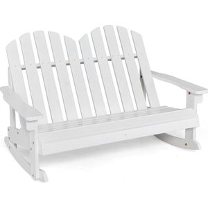 Adirondack kinderschommelstoel, 2-zits houten tuinstoel, schommelstoel, kindermeubels voor balkon, tuin, binnenplaats (wit)