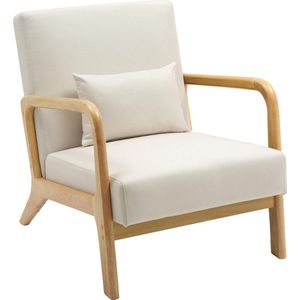 CLP Fauteuil Hibbing - Met armleuning volwassen - Relax - Design - Landelijk - Stof - creme