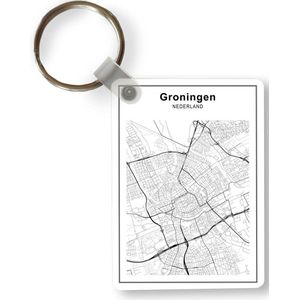 Sleutelhanger - Stadskaart - Zwart Wit - Groningen - Uitdeelcadeautjes - Plastic