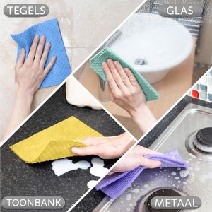 Swedish Dishcloth 10-Pack - Milieuvriendelijk, Biologisch Afbreekbaar & Duurzaam Spons Keukendoek - Absorberende & Geurvrije Vaatdoeken voor Keuken - Herbruikbaar Keukenspons Alternatief