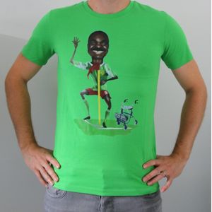 Roger Milla Karikatuur T-Shirt - Maat M - WK 2018
