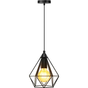 LED Hanglamp - Hangverlichting - Igia Elsa - E27 Fitting - 1-lichts - Retro - Klassiek - Mat Zwart - Aluminium