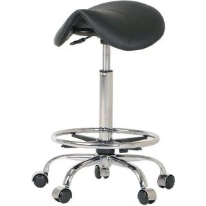 Zadelkruk De Luxe Standaard - Zithoogte 50/68cm - kruk op wielen - krukje - werkkruk - zadelkruk - bureaukruk - kapperskruk - verstelbaar - draaikruk - tabouret - zadelkruk met rugleuning - tot 160kg