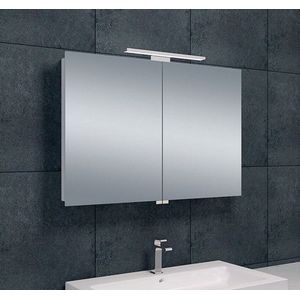 Bally Luxe Spiegelkast 90x60x14cm Met LED Verlichting Stopcontact Binnen en Buiten Spiegel Glazen Planken Aluminium