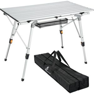Draagbare Opvouwbare Campingtafel met Verstelbare Hoogte en Aluminium Roll Up Tafelblad
