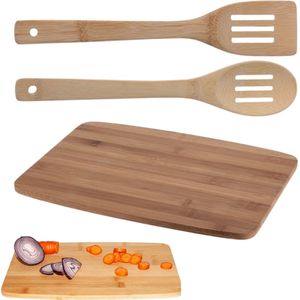 Bamboe Snijplank - 33x23cm - Met 2 Spatels - Duurzaam en Moisture-Resistant - Keukenplank - Keukengerei - Duurzaam - Serveerplank - Hakblok - Barbecue Plank - Vleesplank