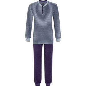 Blauw gestreepte badstof heren pyjama