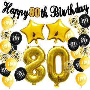 FeestmetJoep® 80 jaar verjaardag versiering & ballonnen - Goud & Zwart