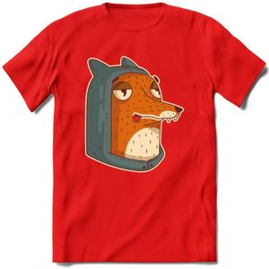 Hoodie fox T-Shirt Grappig | Dieren vos Kleding Kado Heren / Dames | Animal Skateboard Cadeau shirt - Rood - L