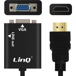 HDMI Mannelijk naar VGA Vrouwlijk Video- en Audiokabel en Jack Kabel 3,5 mm LinQ