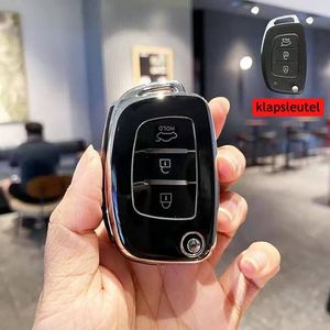 Autosleutel hoesje - TPU Sleutelhoesje - Sleutelcover - Autosleutelhoes - Geschikt voor Hyundai - zwart - B3 - Auto Sleutel Accessoires gadgets - Kado Cadeau man - vrouw