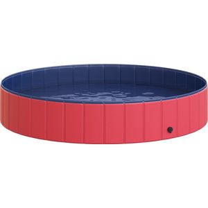 PawHut Hondenbad hondenzwembad waterbak zwembad Ø80 / 120 / 160 cm blauw/rood D01-005