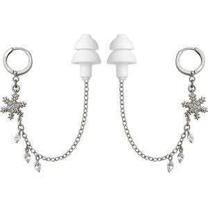 Oorbellen Voor Oordopjes - (Sneeuwvlok) - Oordopjes Festival - Oordoppen - Oorbellen Dames - Te Gebruiken Met Airpods - Zilverkleurig