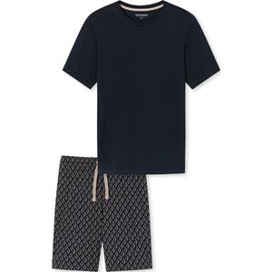 SCHIESSER Fine Interlock pyjamaset - heren pyjama short interlock nachtblauw gedessineerd