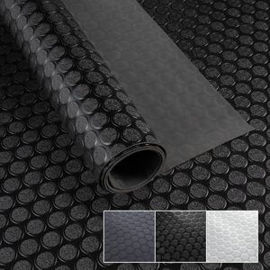 VC vloerbedekking per meter 1,5 mm antislipmat vloermat geurloze noppenmat traanplaatmat traanplaat geruit antislipnoppen zwart 650x100cm