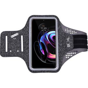 Hoesje Geschikt voor Motorola Edge 20 Pro hardloop telefoonhouder – armband - sportband - van stof - Zwart