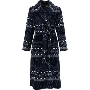 Dames badjas met Noorse print - Pastunette badjas van hoogwaardig fleece - luxe badjas voor dames - maat 48