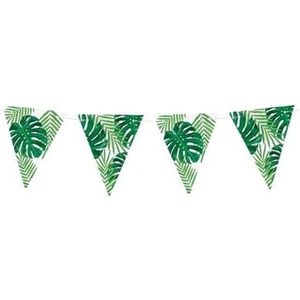 Groene DIY Hawaii thema feest vlaggenlijn 1,5 meter - Vlaggenlijnen/slingers Tropisch/Hawaii feestje