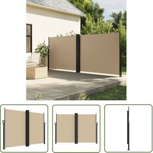 The Living Store Uittrekbaar Windscherm - 180 x 600 cm - Water- en UV-bestendig Beige Tuinscherm