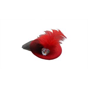 Jessidress Meisjes Haarclip Hoedje Haarspeld met Veer - Rood