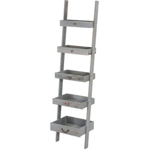 Cosmo Casa Regaal Plantenrek Bloemenstandaard - 169x43x32cm - Shabby - uitstraling - Vintage - Grijs