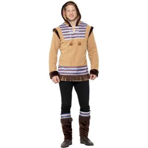 Smiffy's - Eskimo Kostuum - Noordpool Eskimo Koude Neus - Man - Bruin - XXL - Carnavalskleding - Verkleedkleding