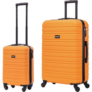 BlockTravel kofferset 2 delig ABS ruimbagage en handbagage 29 en 74 liter - inbouw TSA slot - oranje