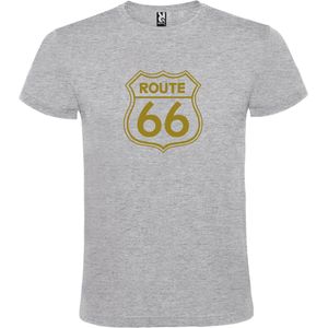 Grijs t-shirt met 'Route 66' print Goud  size 4XL