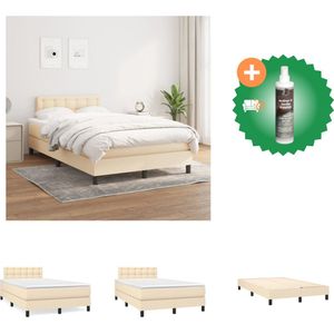 vidaXL Boxspring met matras stof crèmekleurig 120x200 cm - Bed - Inclusief Reiniger