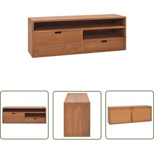 The Living Store Tv-meubel 110x30x40 cm massief teakhout - Tv-meubel - Teakwood - Scandinavisch - Houten Tv-stand - Livingroom Furniture