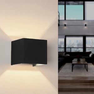 Wandlamp Zwart Design LED 12W IP54 Vierkant - Wit licht - Aluminium - Zwart - Wit Neutre 4000K - 5500K - Zwart - SILUMEN