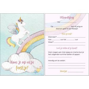 Uitnodiging kinderfeestje | 20 stuks | uitnodigingskaarten | uitnodiging verjaardag | uitnodiging feest | uitnodiging kinderfeestje meisje | uitnodiging kinderfeestje unicorn | uitnodiging feestje