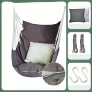 Collox Hangstoel - Schommel hangmat - Voor binnen & buiten - Draagbaar - Ontspannend - Tuin - Inclusief kussen - Grijs