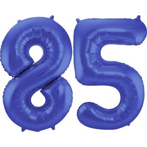 Folat Folie ballonnen - 85 jaar cijfer - blauw - 86 cm - leeftijd feestartikelen