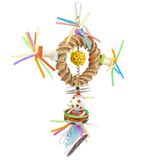 Duvoplus - Speelgoed Voor Dieren - Vogel - Kleurrijke Ronde Hanger In Stro 35x20x5,5cm Meerkleurig - 1st