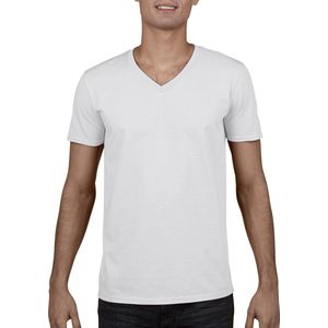 Herenshirt Softstyle® V-Neck merk Gildan Wit - XXL