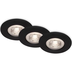 BRILONER - LED inbouwspots inbouwspot badkamerlamp memory functie set van 3 dimbaar zwart 4,9W IP44 Ø9cm