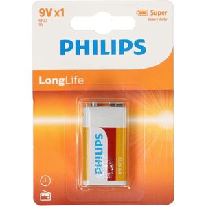 Philips 9V Longlife 6F22L1B Batterij - 1 stuk