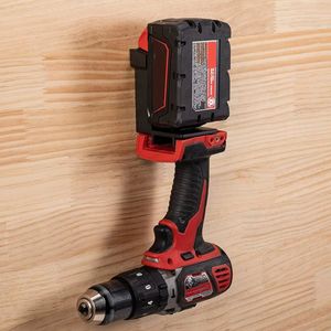 Boorhouder - Boor Batterij Houder - Wandhouder - 2 stuks - Rood - Dewalt - Milwaukee - 14.4V/18V/20V - Accutool Houder - 2in1 Houder - Accutol Houder - Accutol - Accuboormachine - Boormachine