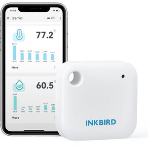 INKBIRD WiFi-thermometer Hygrometer-monitor, slimme temperatuur-vochtigheidssensor IBS-TH3 met app-meldingswaarschuwing, 1 jaar gegevensopslag exporteren, externe monitor voor kaswijnkelder, babykamer