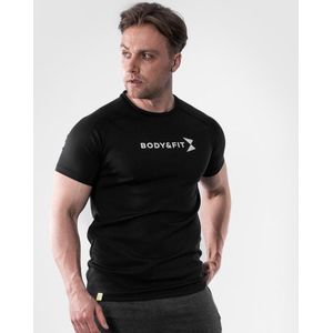 Body & Fit Hero Motion T-Shirt - Sportshirt Heren - Fitness Top Mannen – Maat S - Zwart