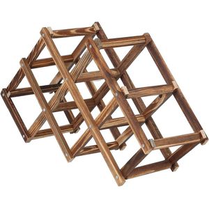 Plank van houten tafel voor wijn en flessen - Opvouwbaar wijnrek in geroosterde kleur