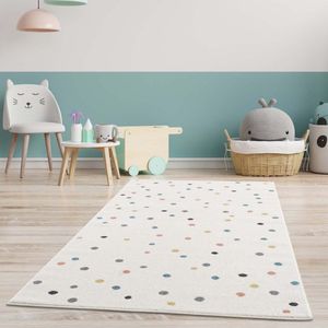 Kindertapijt Koho Stipjes Crème Vloerkleed - 80x150cm- Kinderkamer - Babykamer - Baby - Kids - Jongens en Meisjes - Kinderen