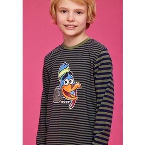 Woody pyjama jongens - kalkoen - streep - 232-10-PLD-Z/953 - maat 86