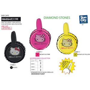 Zwarte oorwarmers van Hello Kitty met BlingBling