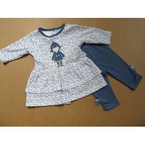 wiplala kledingset , jurk ( kleedje) + legging wit blauw  80